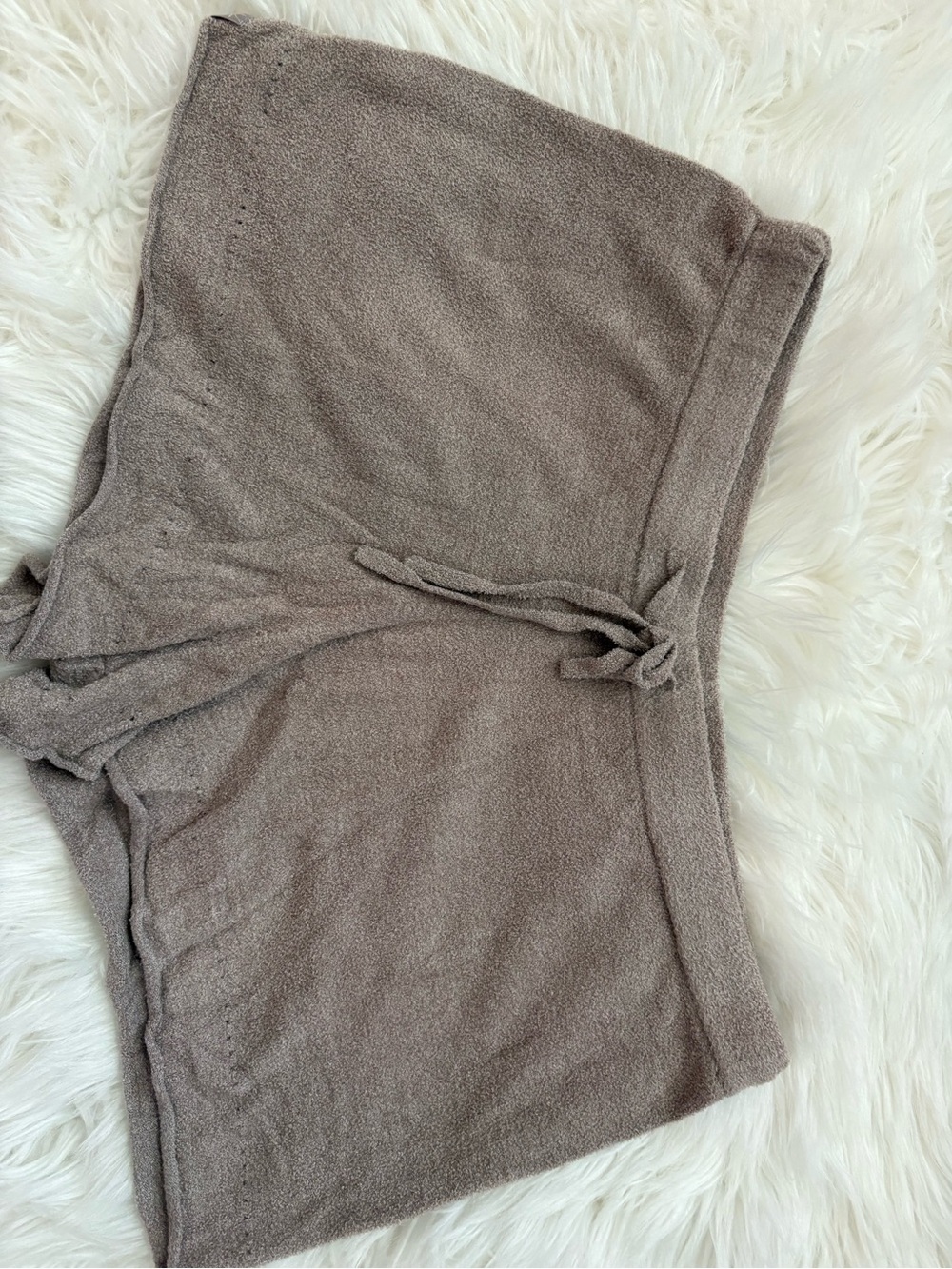 Barefoot Dreams Taupe Cozy High-Waist Drawstring Shorts
